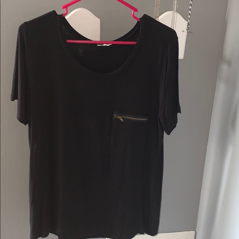Black Tee with Zipper Pocket